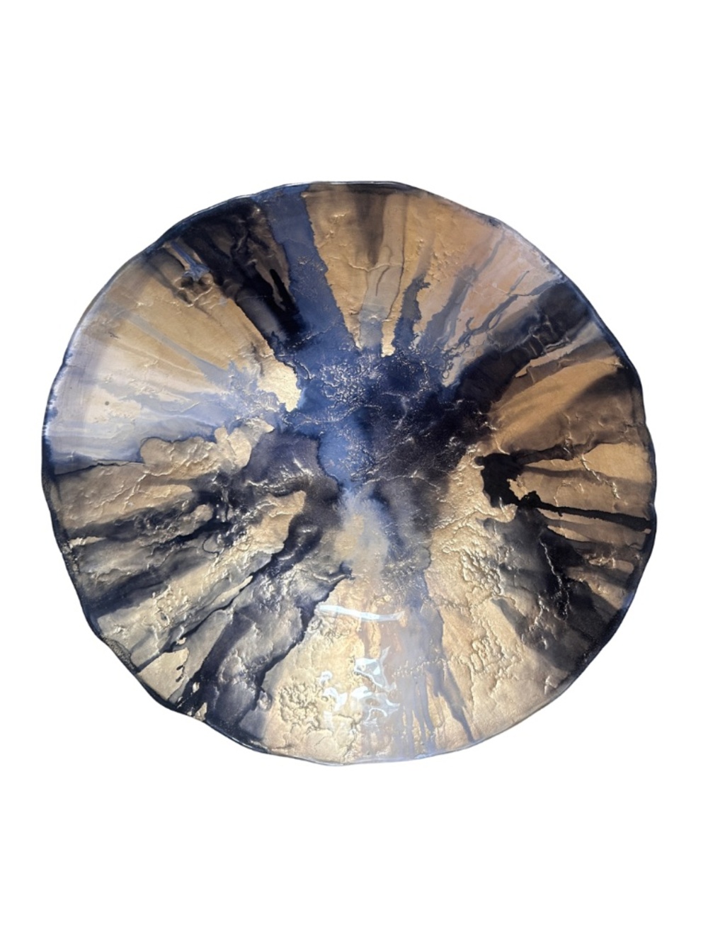 NEW Two's Company Tozai Nuit d'Or Gold and Black Platter